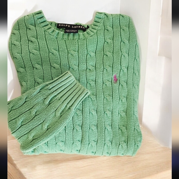 Lauren Ralph Lauren Women's Mint Cable Knit Crewneck Sweater Size--M - Picture 2 of 10